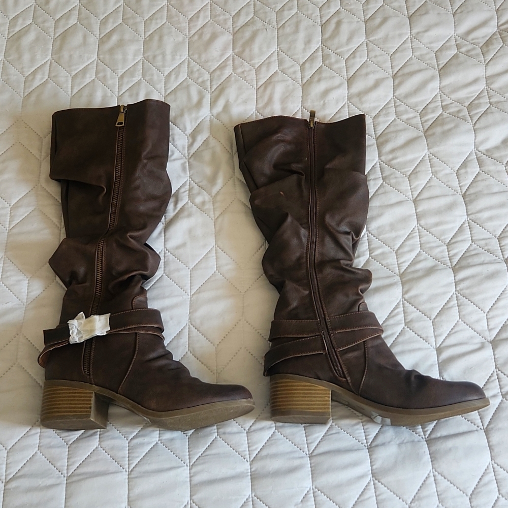 Tall Brown Zip Up Boots